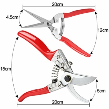 Aiskki Gartenschere 2 Stück, Astschere Gartenarbeit-Pflanzen-Blumenschere, Rosenschere Set Rebschere Floristenschere Traubenschere Handwerkzeug - 2