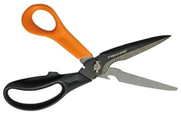 fiskars-mehrzweckschere-mit-trennbaren-klingen-inklusive-schutzhuelle-mit-scheren-schaerfer-laenge-23-cm-titaniumbeschichtung-rostfreier-stahl-klinge-kunststoff-griffe-schwarz-orange-cuts-more